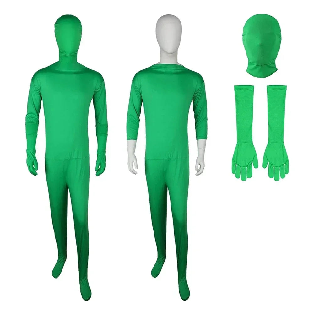 Green Screen Suit Chroma Key Cosplay Costumes For Tiktok Backdrop Video Film Invisible Effect Background Stretchy Tight Bodysuit