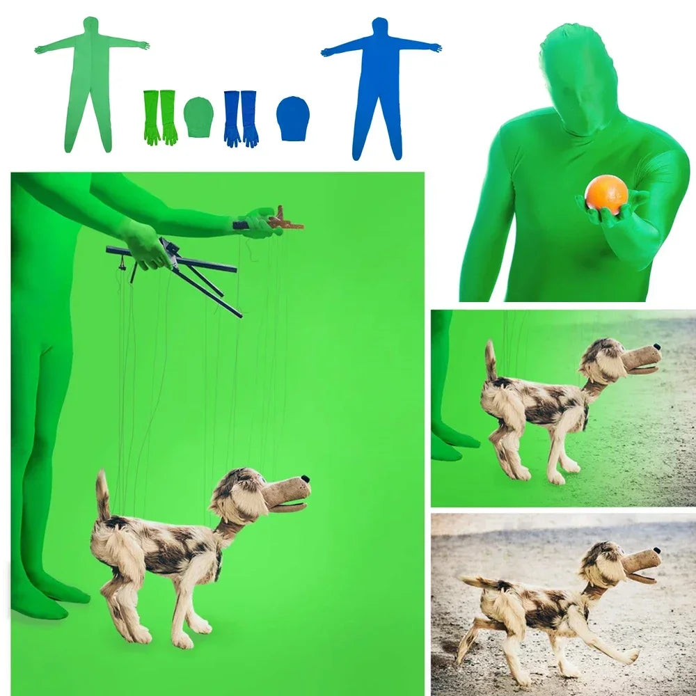 Green Screen Suit Chroma Key Cosplay Costumes For Tiktok Backdrop Video Film Invisible Effect Background Stretchy Tight Bodysuit