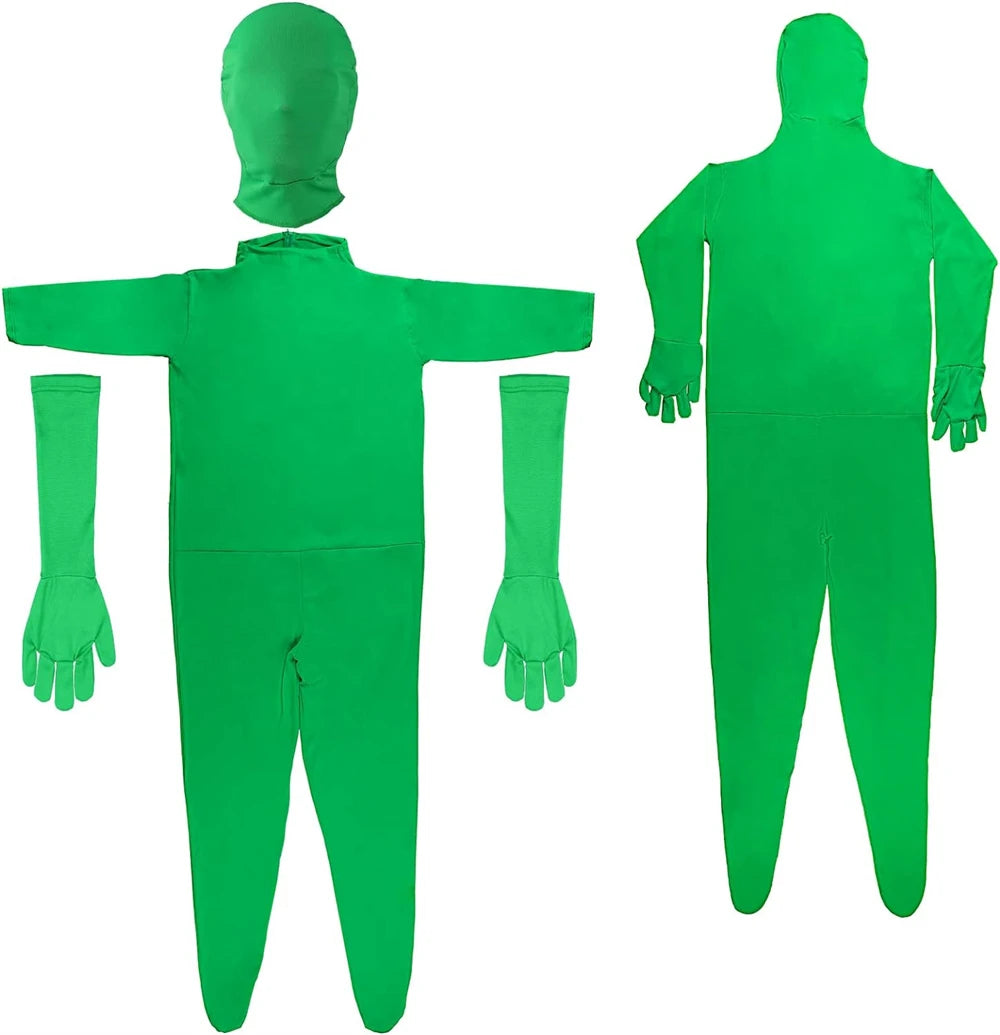 Green Screen Suit Chroma Key Cosplay Costumes For Tiktok Backdrop Video Film Invisible Effect Background Stretchy Tight Bodysuit