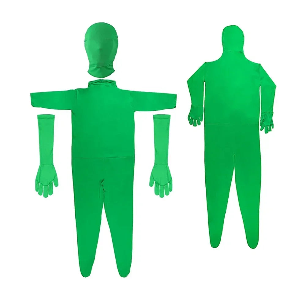 Green Screen Suit Chroma Key Cosplay Costumes For Tiktok Backdrop Video Film Invisible Effect Background Stretchy Tight Bodysuit