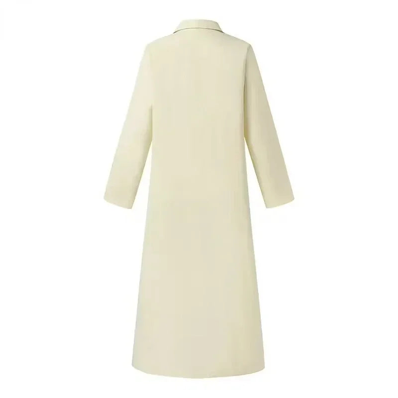 2024 Summer Fashion New Elegant Women's Loose Robe Style Flip Collar Single Breasted Solid Color Commuter Style Casual Dress