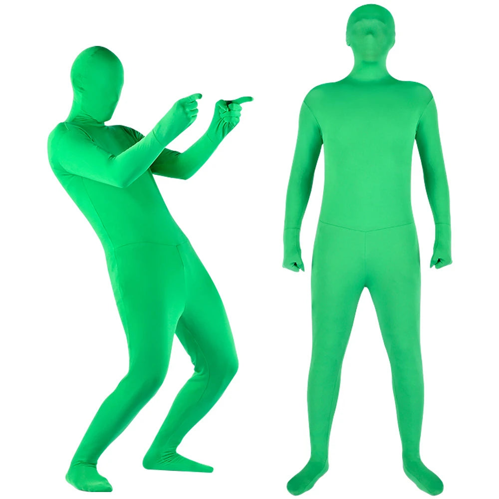 Green Screen Suit Chroma Key Cosplay Costumes For Tiktok Backdrop Video Film Invisible Effect Background Stretchy Tight Bodysuit